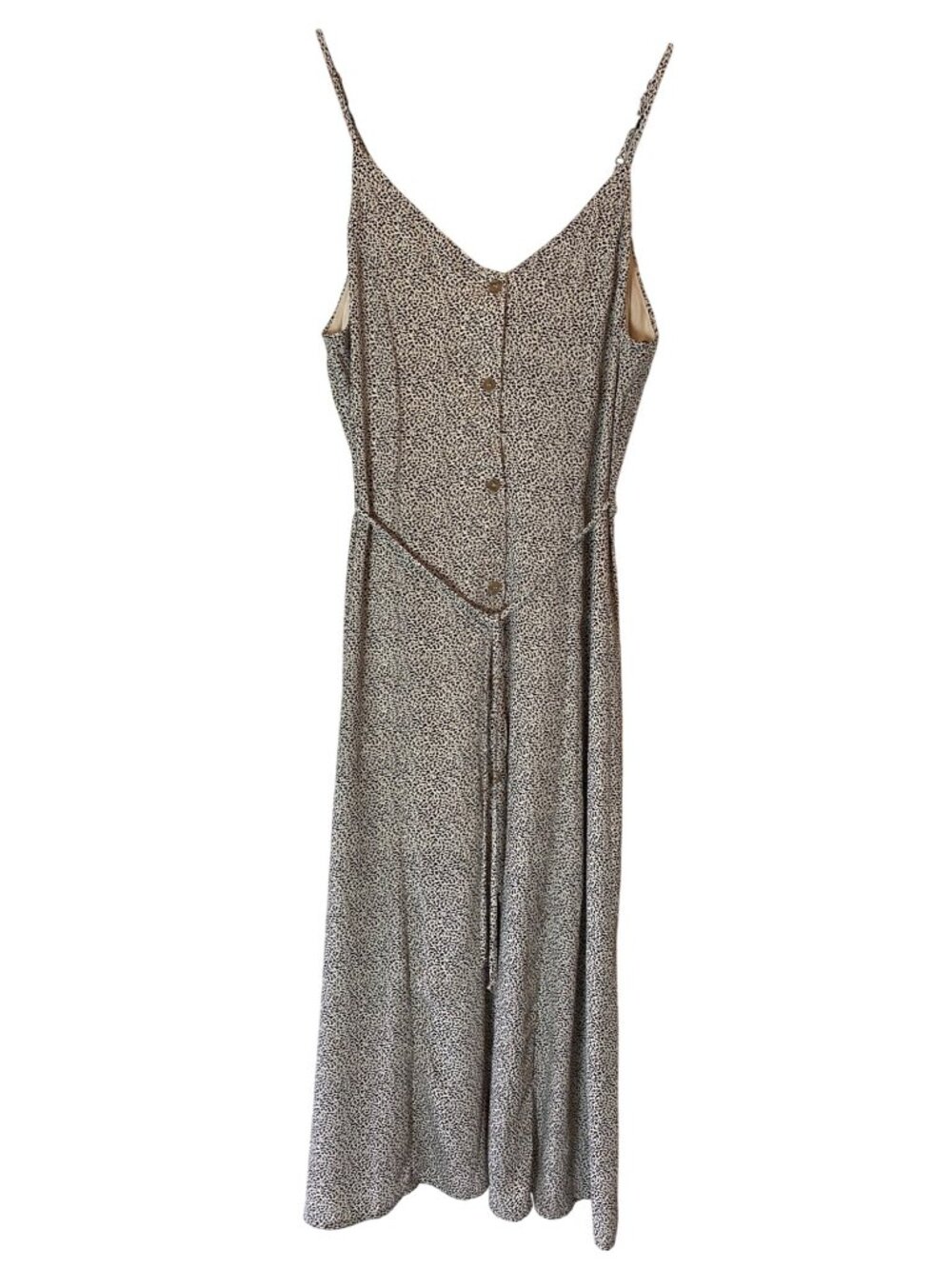 Sienna Sky Sleeveless Spaghetti Strap Midi Dress Tie Waist Black & White Large